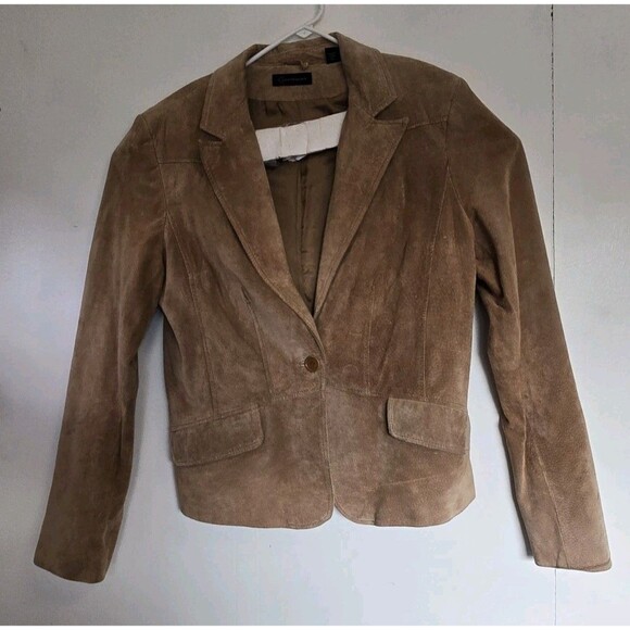 Vtg Context Womens 14 Jacket Y2K Suede Brown Blazer 100% Leather Cowgirl Western - Picture 1 of 8